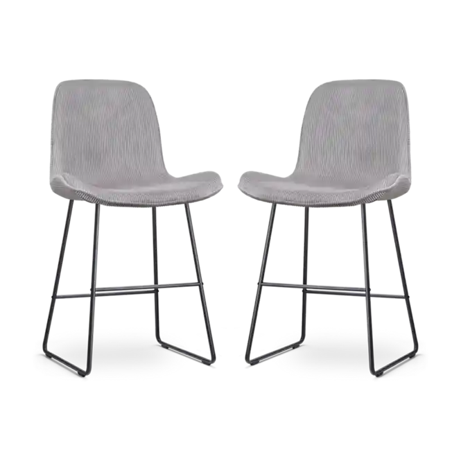 Nolon Nino-Fe Barkrukken Set van 2 Ribstof Warm Grijs - Zwart - 65 cm Veilige Betaling