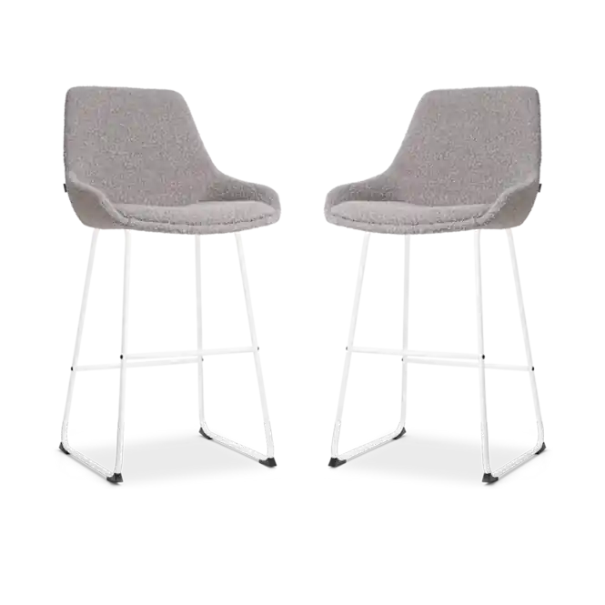 Nolon Nino-Isa Barkrukken Set van 2 - Boucle Taupe - Wit - 75 cm Gecertificeerd