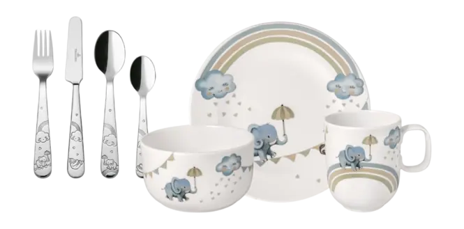 Op = Op Villeroy & Boch Walk like an Elephant Kinderservies Wit 7-delig