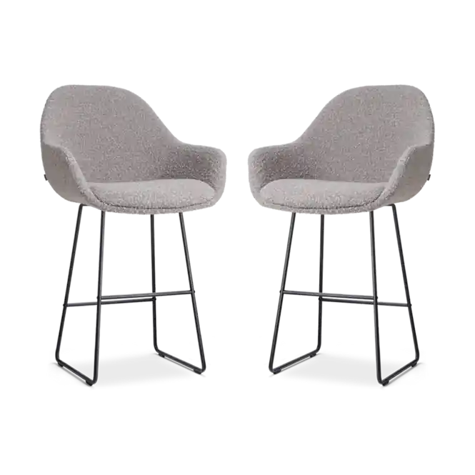 Nolon Nino-Mae Barkrukken Set van 2 - Boucle Taupe - Zwart - 65 cm Actieprijs