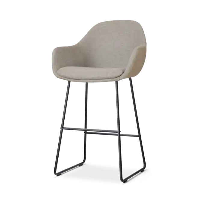 Hete Deal Nolon Nino-Mae Barkruk Warm Grijs - met Armleuning - Zwart - 65 cm