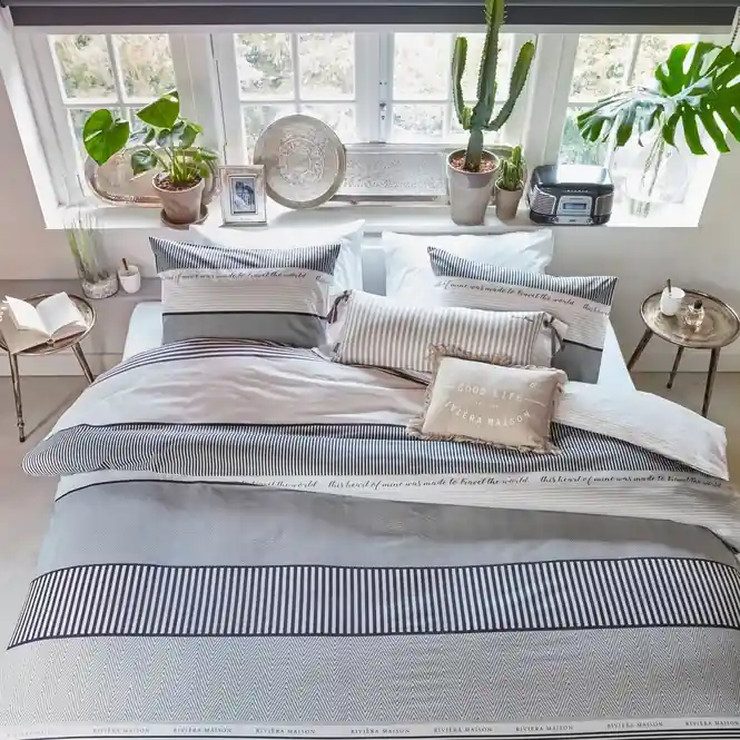 Aanbieding Riviera Maison State Travel Dekbedovertrek Antrazit Baumwolle