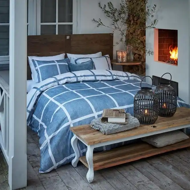 Korting Riviera Maison Grand Street Dekbedovertrek Blue Katoen