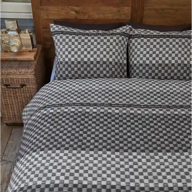 Aanbieding Riviera Maison Union Ave Dekbedovertrek Sand Baumwolle