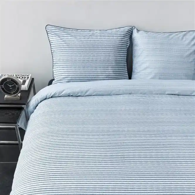 Riviera Maison Bande Stripe Dekbedovertrek Blue Baumwolle Betrouwbaar