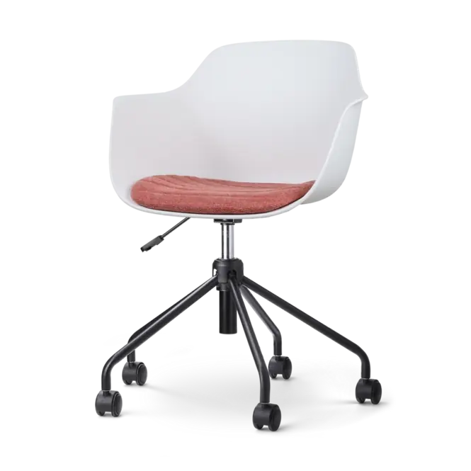 Weekendaanbieding Nolon Nout-Liz Bureaustoel Wit - Terracotta Kussen - Zwart Onderstel