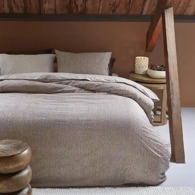 Beperkt Aanbod Riviera Maison Chevron Weave Dekbedovertrek Bruin Katoen