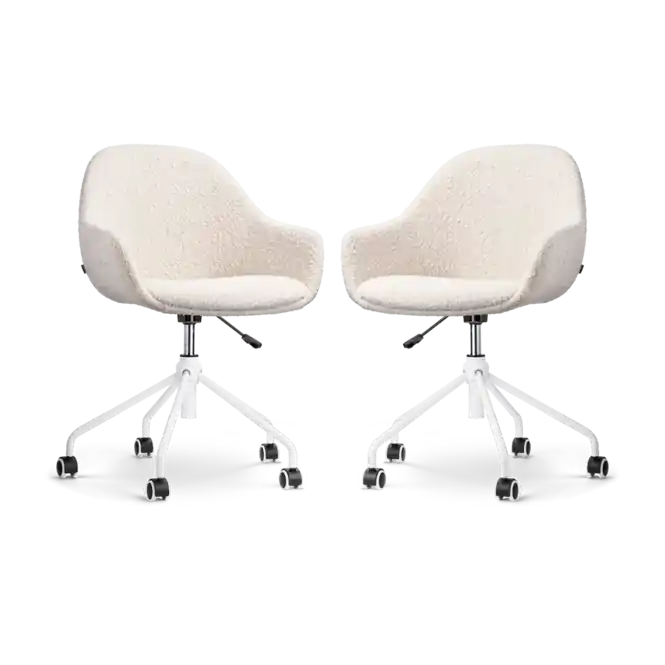 Gecertificeerd Nolon Nout-Mae Bureaustoelen Set van 2 - Boucle Beige - Wit
