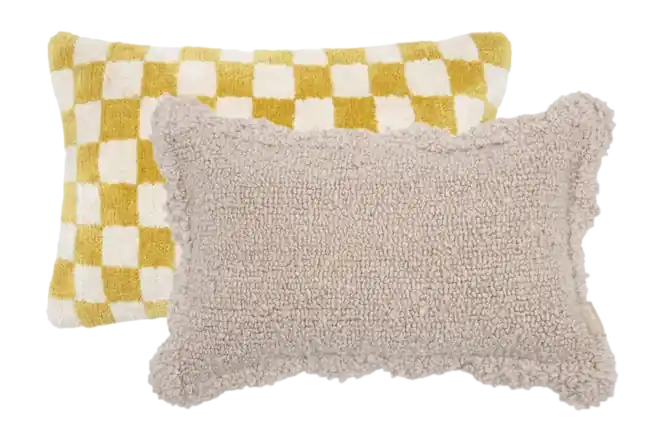 Hoge Kwaliteit by fonQ Teddies Sierkussen - Set van 2 - Oker