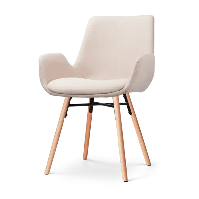 Nolon Nena-Eef Eetkamerstoel Beige - met Armleuning - Stof Beste Prijs