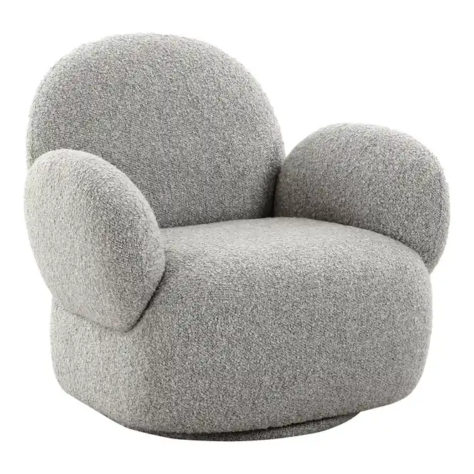 Uitverkoop House Nordic - Draaifauteuil Bouclé Lichtgrijs - Zithoogte 42cm
