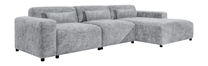 by fonQ Velura Hoekbank Rechts `Big - Chenille - Grijs Koop Vandaag