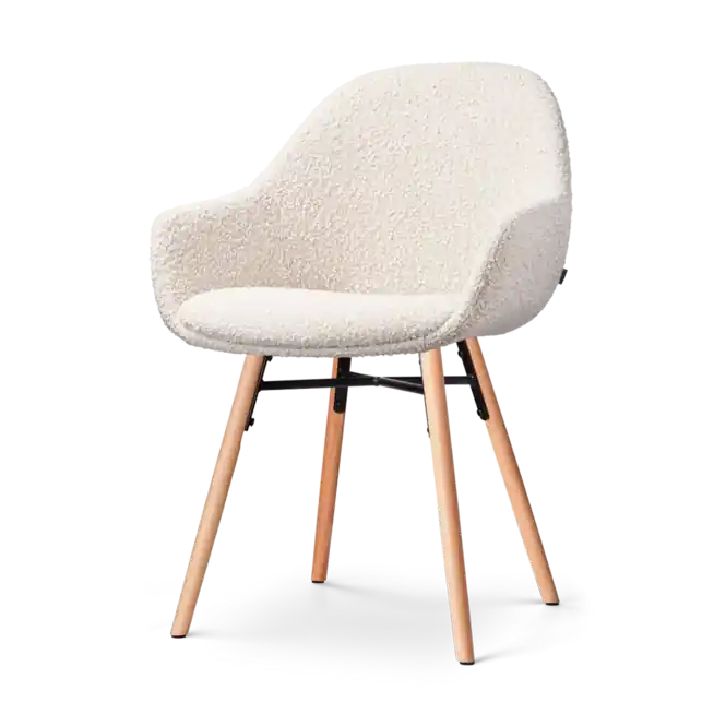 Weekendaanbieding Nolon Nena-Mae Eetkamerstoel Boucle Beige - Armleuning - Stof