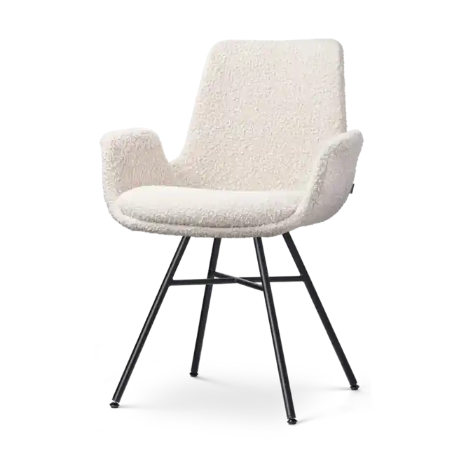 Voordeelprijs Nolon Noa-Eef Eetkamerstoel Boucle Beige - met Armleuning - Zwart