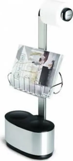 simplehuman WC rolhouder Zwart Zilver Met Tijdschrifthouder Op = Op