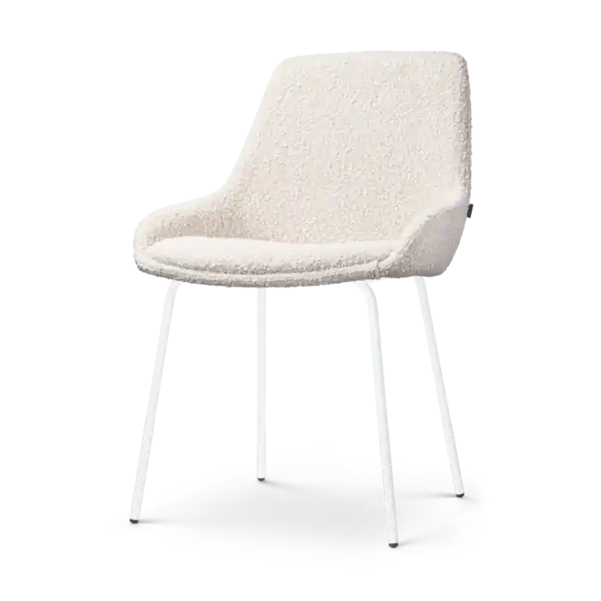 Nolon Nora-Isa Eetkamerstoel Boucle Beige - Stof - Wit Onderstel Fabrieksprijs