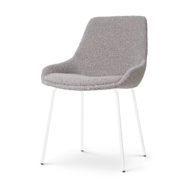 Weekendaanbieding Nolon Nora-Isa Eetkamerstoel Boucle Taupe - Stof - Wit Onderstel