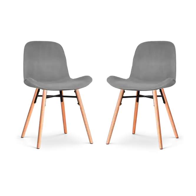 Voordeelprijs Nolon Nena-Fe Eetkamerstoelen Set van 2 - Velvet Grijs - Hout