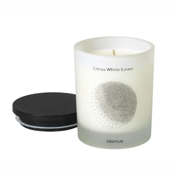 Express Levering Blomus Flavo Geurkaars Citrus White Linen Lily White 6,3 cm