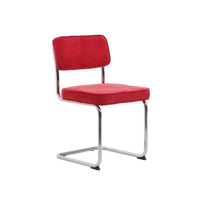 Rebellenclub Luxor Eetkamerstoel - Set van 4 - Rood Ribstof Flitsaanbieding