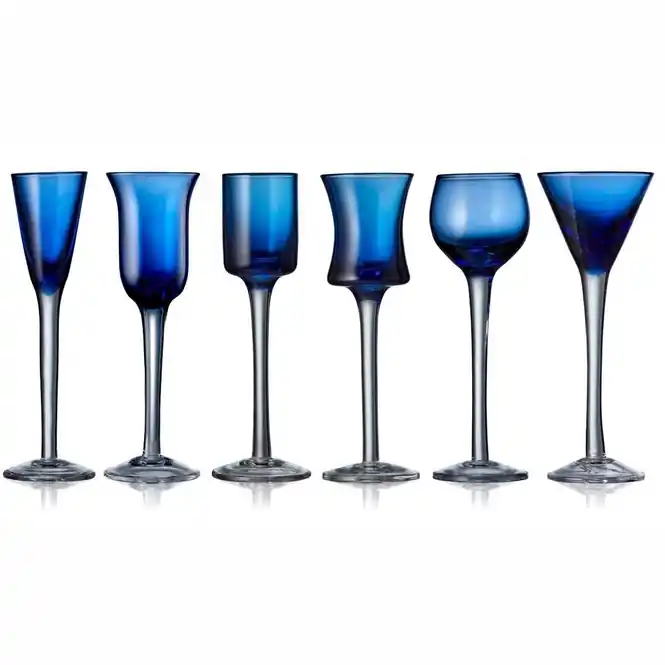 Exclusieve Aanbieding Lyngby Glas Aquavit Shotglas Blue 25 / 50 ml 6-delig