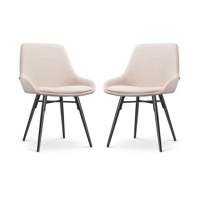 Hoge Kwaliteit Nolon Nova-Isa Eetkamerstoelen Set van 2 - Beige - Zwarte Poten
