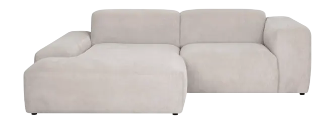 by fonQ Wonder 3-zits Hoekbank met Chaise Longue Links - Rib - Beige Finale Uitverkoop
