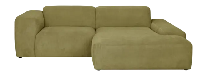 Populair by fonQ Wonder 3-zits Hoekbank met Chaise Longue Rechts - Rib - Mosgroen