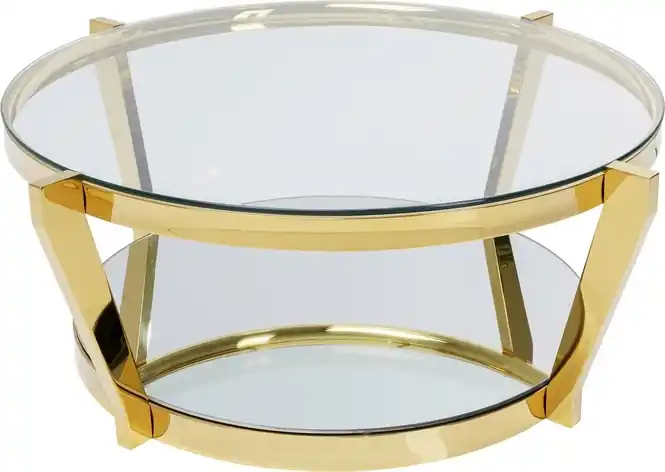 Gereduceerde Prijs Kare Design Monocolo Ronde Salontafel 90 Cm - Glazen En Goudkleurig