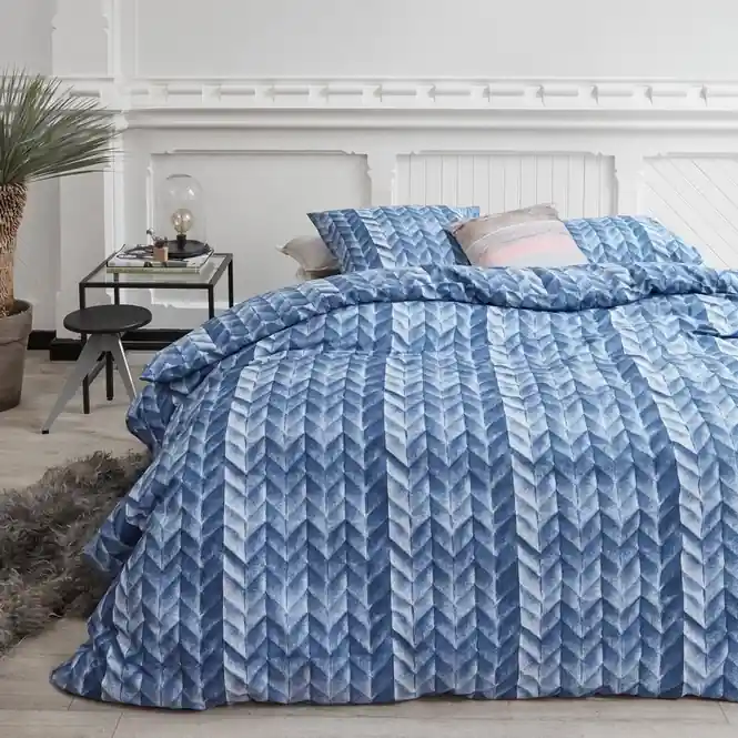 At Home by Beddinghouse Fold Dekbedovertrek Blue Katoen Flitsaanbieding