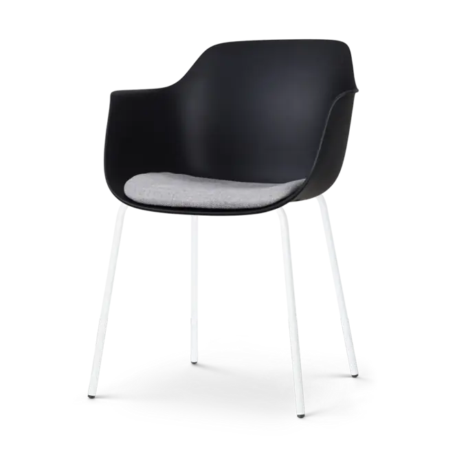 Dagaanbieding Nolon Nora-Liz Eetkamerstoel Zwart - Lichtgrijs Kussen - Witte Poten