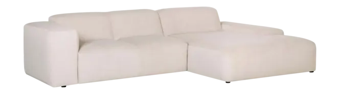 by fonQ Wonder 4-zits Hoekbank met Chaise Longue Rechts - Rib - Crème Direct Verzonden