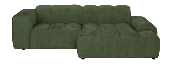 by fonQ Plume 2,5-zits Hoekbank met Chaise Longue XL Rechts - Chenille - Groen Uitverkoop