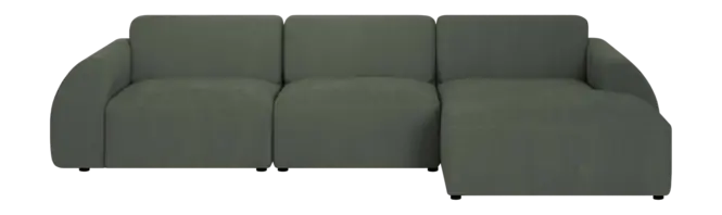 by fonQ Bink 3-zits Hoekbank met Chaise Longue Rechts - Bouclé - Mosgroen Merkproduct