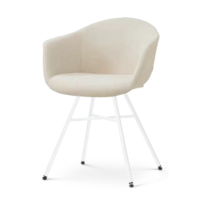 Koop Online Nolon Noa-Otis Eetkamerstoel Cottonbeige - Wit Onderstel