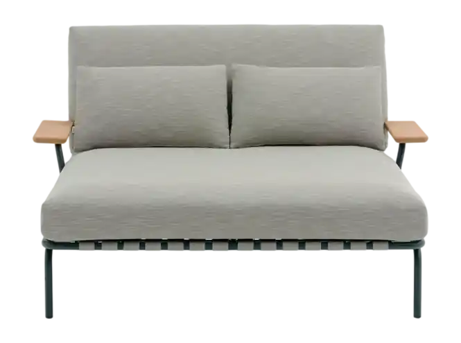 Tijdelijk Beschikbaar Muuto Settle Tuinbank Dark Green Lounge Bed w. Armrest Ribbed Weave 2