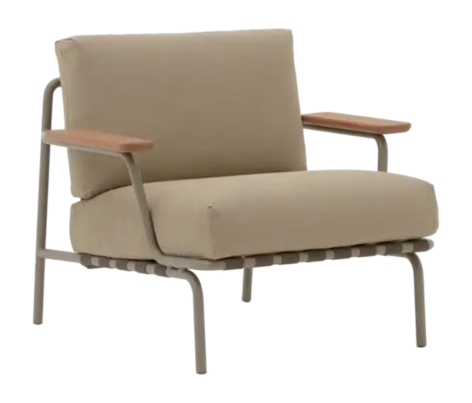 Alleen Vandaag Muuto Settle Tuinstoel Taupe Lounge Chair w. Armrest Ribbed Weave 5