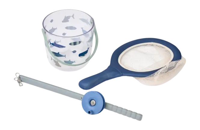 Liewood Cora Strandset Shark / Dove Blue kids Krabbenvangset met net Voordeelprijs