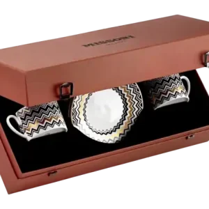 Weekendaanbieding Missoni Zig Zag Gold Kop & Schotel Luxury Gift Box 220 ml (Set van 2)
